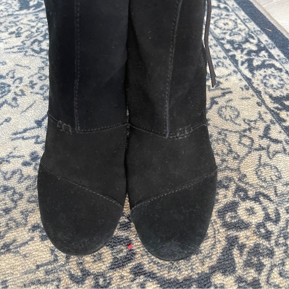 TOMS Boot | Wedge Women 6 High Heel Suede Zip Ankle Booties Shoe - Picture 10 of 11